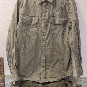 Wrangler Olive Green Button Down Long SleeveShirt Size Small In Men's